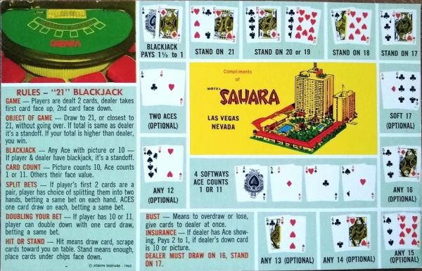 Sahara Blackjack Rules c1962